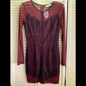 Maroon and black lace dress. New with tags